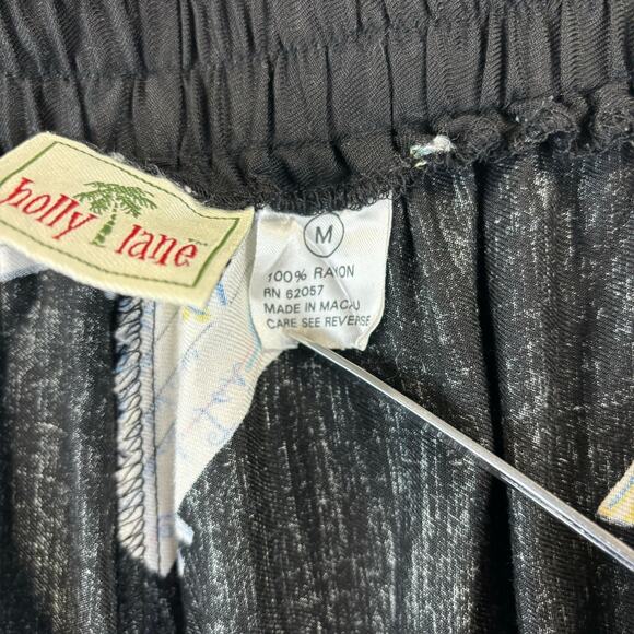 90s Novelty Pant Medium Artsy Ecclectic Retro AOP Wide Leg Crop Holly Lane VTG - Picture 14 of 15